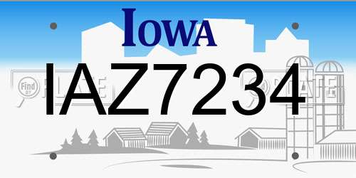 IAZ7234 Iowa License Plate