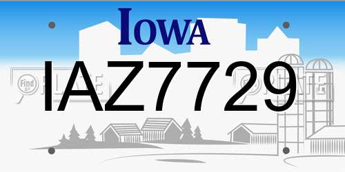 IAZ7729 Iowa License Plate