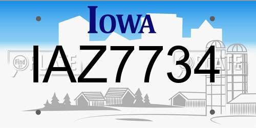 IAZ7734 Iowa License Plate