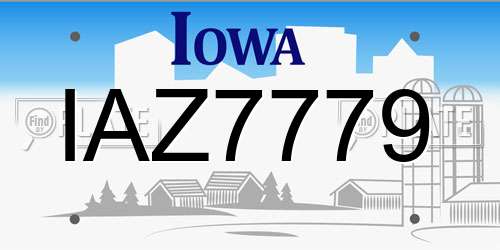 IAZ7779 Iowa License Plate