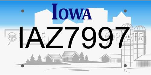 IAZ7997 Iowa License Plate
