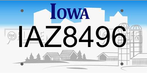 IAZ8496 Iowa License Plate