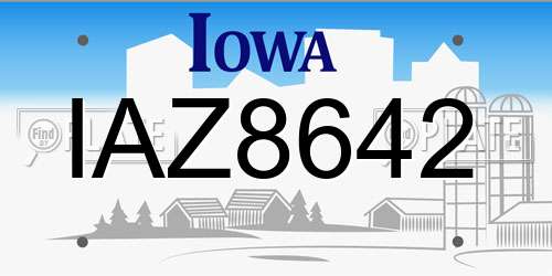 IAZ8642 Iowa License Plate