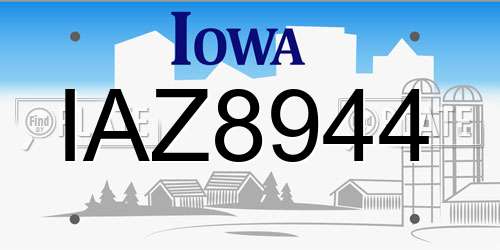 IAZ8944 Iowa License Plate