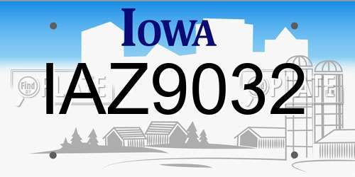 IAZ9032 Iowa License Plate