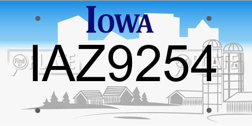 IAZ9254 Iowa License Plate