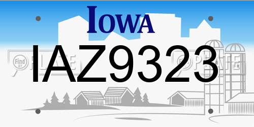 IAZ9323 Iowa License Plate