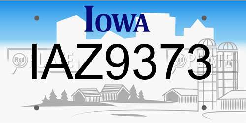 IAZ9373 Iowa License Plate