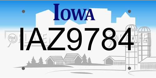 IAZ9784 Iowa License Plate