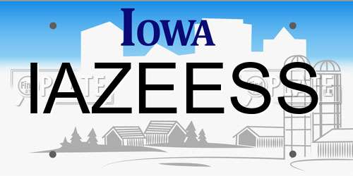 IAZEESS Iowa License Plate