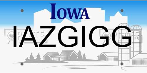 IAZGIGG Iowa License Plate
