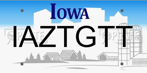 IAZTGTT Iowa License Plate