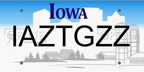 IAZTGZZ Iowa License Plate