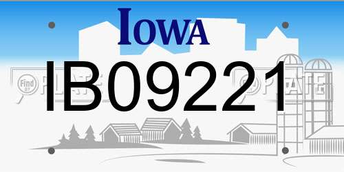 IB09221 Iowa License Plate
