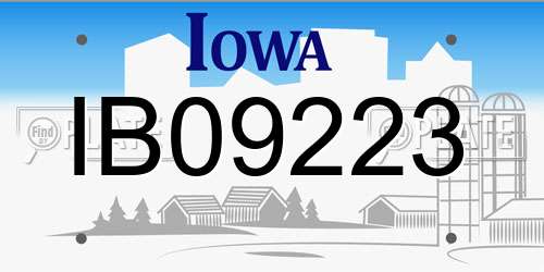 IB09223 Iowa License Plate