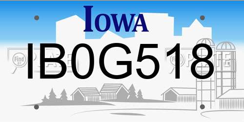 IB0G518 Iowa License Plate