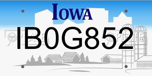 IB0G852 Iowa License Plate