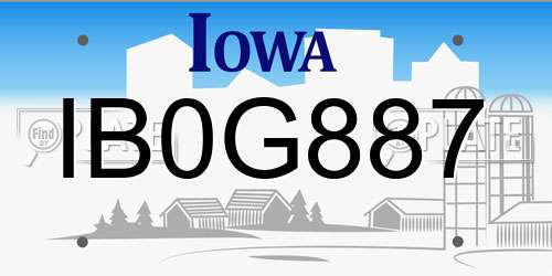 IB0G887 Iowa License Plate
