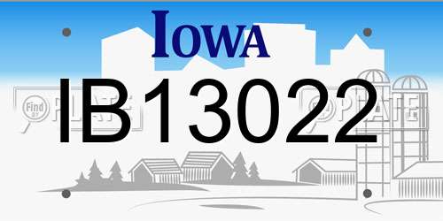 IB13022 Iowa License Plate