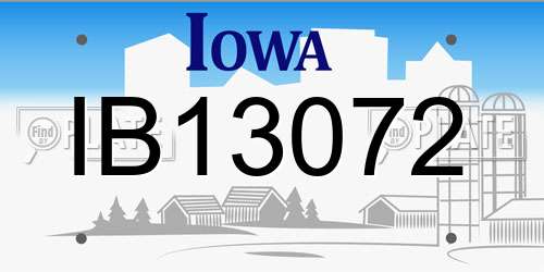 IB13072 Iowa License Plate