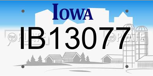 IB13077 Iowa License Plate
