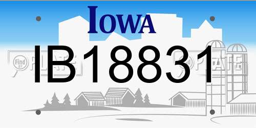 IB18831 Iowa License Plate