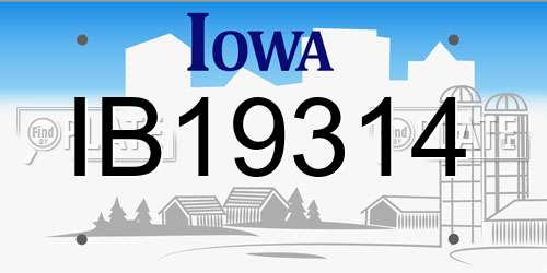 IB19314 Iowa License Plate