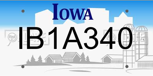 IB1A340 Iowa License Plate