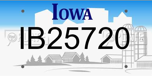 IB25720 Iowa License Plate