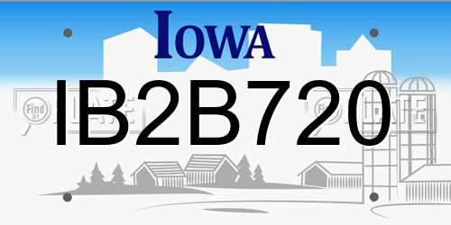 IB2B720 Iowa License Plate