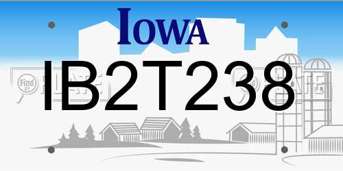 IB2T238 Iowa License Plate