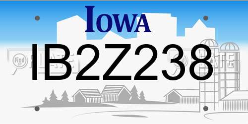 IB2Z238 Iowa License Plate
