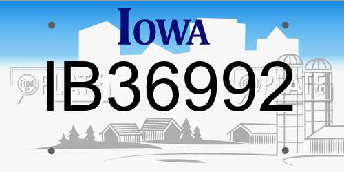 IB36992 Iowa License Plate