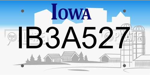 IB3A527 Iowa License Plate