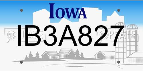 IB3A827 Iowa License Plate