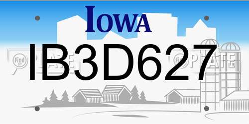 IB3D627 Iowa License Plate
