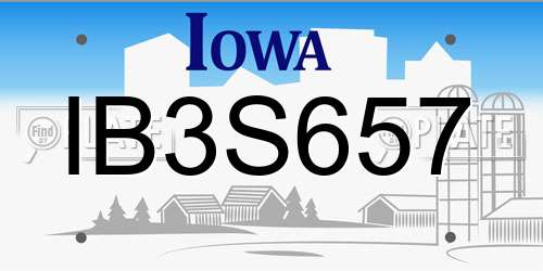 IB3S657 Iowa License Plate
