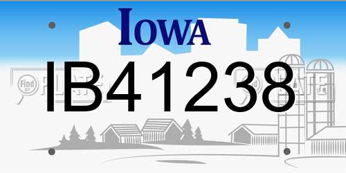 IB41238 Iowa License Plate