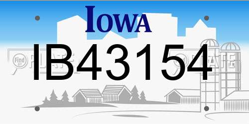 IB43154 Iowa License Plate