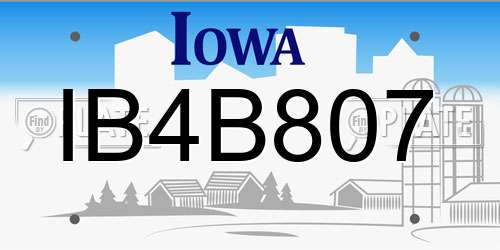IB4B807 Iowa License Plate