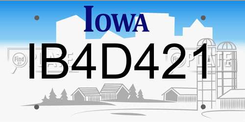 IB4D421 Iowa License Plate