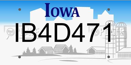 IB4D471 Iowa License Plate