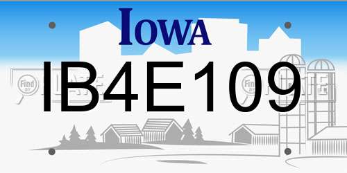 IB4E109 Iowa License Plate