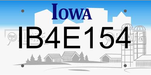 IB4E154 Iowa License Plate