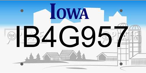 IB4G957 Iowa License Plate