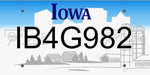 IB4G982 Iowa License Plate
