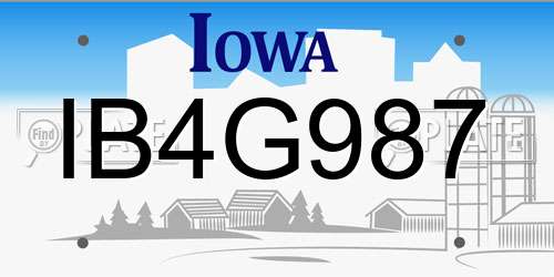 IB4G987 Iowa License Plate
