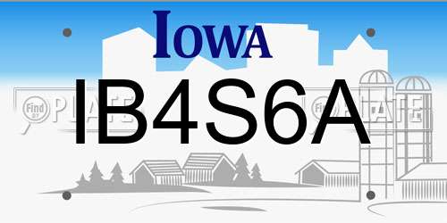 IB4S6A Iowa License Plate