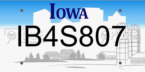 IB4S807 Iowa License Plate