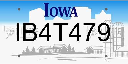 IB4T479 Iowa License Plate